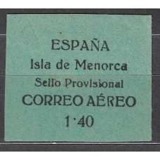 Menorca (Baleares) 1939 Sellos Provisionales Edifil 2hea * Mh 1,40 con punto en  lugar de coma invertida, 1 en vez de la primera I provisional y R de Aereo mas estrecha