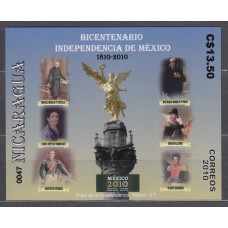 Nicaragua Hojas Yvert 319 ** Mnh Bicentenario de la Independencia de Mexico