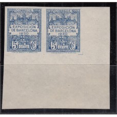 Barcelona Variedades 1930 Edifil 7efs ** Mnh Unicolor Azul en Pareja