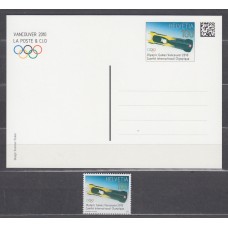 Suiza Correo 2009 Yvert 2061 + Tarjeta Entero Postal ** Mnh - Deportes - Olimpiada Invierno Vancouver