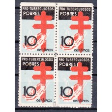 España Variedades 1937 Edifil 840sh ** Mnh Bloque de cuatro 2 sellos sin dentar horizontal