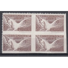 España Variedades 1937 Edifil 832sph ** Mnh Bloque de cuatro sin dentar margen inferior central y derecho