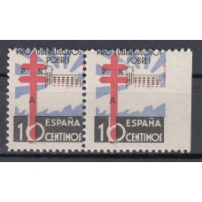 España Variedades 1938 Edifil 866+866smd ** Mnh Pareja con un sello sin dentar margen derecho