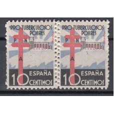 España Variedades 1938 Edifil 866ddv ** Mnh Pareja Dentado doble vertical
