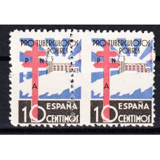 España Variedades 1938 Edifil 866dh ** Mnh Pareja con Dentado Horizontal desplazado