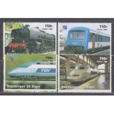 Niger Correo 1998 Yvert 1243/46 ** Mnh Trenes