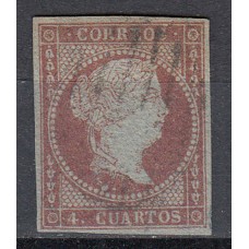 España Clásicos 1855 Edifil 40 Usado - Matasello parrilla negra