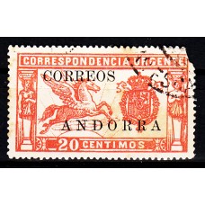 Andorra Española Sueltos 1928 Edfil 13 usado punta rota