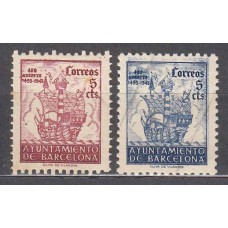 Barcelona Correo 1943 Edifil 51/52 SH (*) Mng