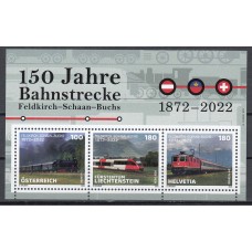 Liechtenstein Correo 2022 Yvert 2002 Hojita ** Mnh Trenes