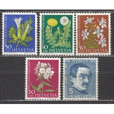 Suiza - Correo 1960 Yvert 668/72 * Mh Flores