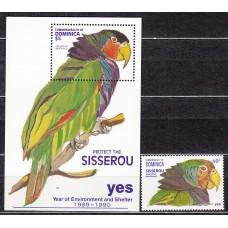 Dominica Correo 1990 Yvert 1314+H,188 ** Mnh Fauna - Aves - Loros