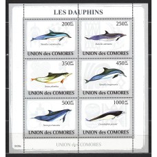 Comores Correo 2009 Yvert 1459/64 ** Mnh Fauna -Cetaceos