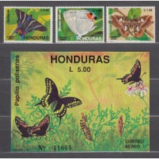 Honduras - Aereo 1991 Yvert 752/54 + Hoja 43 ** Mnh  Fauna - Mariposas