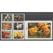 Honduras Aereo 2002 Yvert 1121/26 + Hoja 70 ** Mnh Flores - Orquideas