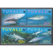Tuvalu - Correo Yvert 798/801 ** Mnh Fauna Marina - Tiburones