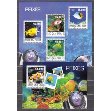 Mozambique Correo Yvert 6283/86+ Hoja 897 ** Mnh Fauna Marina - Peces