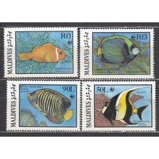 Maldives - Correo Yvert 1077/1080 ** Mnh Fauna Marina - Peces