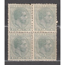 Cuba Sueltos 1880 Edifil 56 ** Mnh Bloque de cuatro