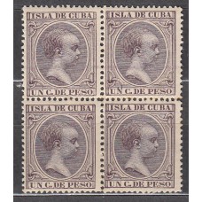 Cuba Sueltos 1896 Edifil 146 ** Mnh Bloque de cuatro