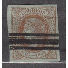 España Barrados 1864 Edifil 67S Puntos Claros
