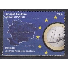 Andorra Española Correo 2024 Edifil 559 ** Mnh 25 Años del Euro en Andorra