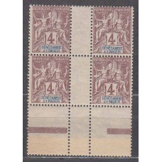 Senegambia Correo Yvert 3 ** Mnh Bloque de cuatro sellos con Interpanel 
