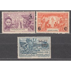 Indochina - Correo Yvert 147/49 * Mh Exposición colonial de Paris