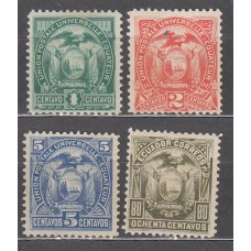 Ecuador Correo 1887 Yvert 15/18 * Mh 