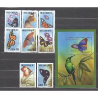 Mozambique Correo Yvert 1445/52+Hoja 35 ** Mnh Fauna - Mariposas