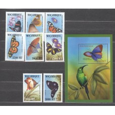 Mozambique Correo Yvert 1445/52+Hoja 35 ** Mnh Fauna - Mariposas