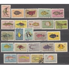 Mozambique Correo Yvert 387/410 usado Fauna - Peces