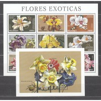 Mozambique Correo Yvert 1488/96+Hoja 40 ** Mnh Flores exoticas