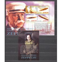 Mozambique Correo Yvert 1896/99+Hoja 97 ** Mnh Zeppelin
