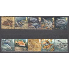 Gran Bretaña - Correo 2014 Yvert 4017/26 ** Mnh Fauna Marina Peces
