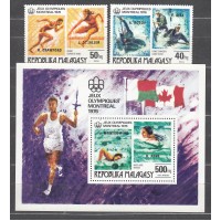 Madagascar - Correo 1977 Yvert 607/8+Hoja 16 ** Mnh Deportes