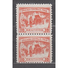 Cruzada contra el frio 1936 Edifil 3e ** Mnh Pareja error de color naranja