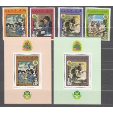 Libia - Correo 1980 Yvert 870/3+Hoja 37/38 ** Mnh Boy Scouts