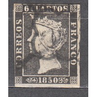 España Clásicos 1850 Edifil 1A Usado Matasellos Araña Negra Algún defecto