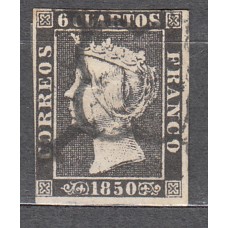 España Clásicos 1850 Edifil 1A Usado Matasellos Araña Negra Algún defecto