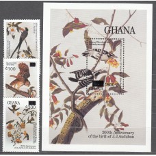 Ghana - Correo 1989 Yvert 1069/71+Hoja 147 ** Mnh Fauna - Aves