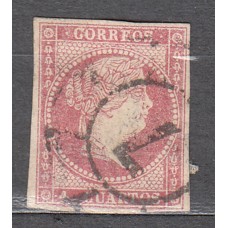 España Clásicos 1855 Edifil 48 Usado Matasello rueda carreta