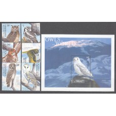 San Vicente - Correo Yvert 4260/65+Hoja 508 ** Mnh  Fauna - Aves Rapaces- Buhos