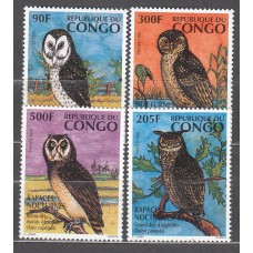 Congo Frances - Correo 1996 Yvert 1023/26 ** Mnh Fauna - Aves Rapaces - Buhos