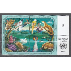 Naciones Unidas - Ginebra Correo 1991 Yvert 202/205 ** Mnh Fauna - Aves