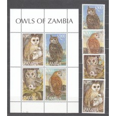 Zambia - Correo Yvert 668/71+Hoja 30 ** Mnh Fauna - Aves Rapacees - Buhos