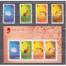 Hong Kong - Correo Yvert 1375/78+Hoja 166 ** Mnh Año Lunar chino de la Rata