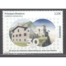 Andorra Española Correo 2025 ** Mnh 30 Anys relacions San Marino