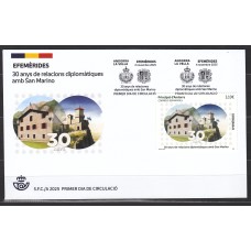 Andorra Española Sobres 1º Día 2025 30 Anys Relacions San Marino