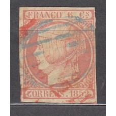 España Clásicos 1852 Edifil 12 Usado Matasello Parrilla azul - Bonito